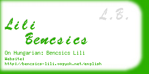 lili bencsics business card